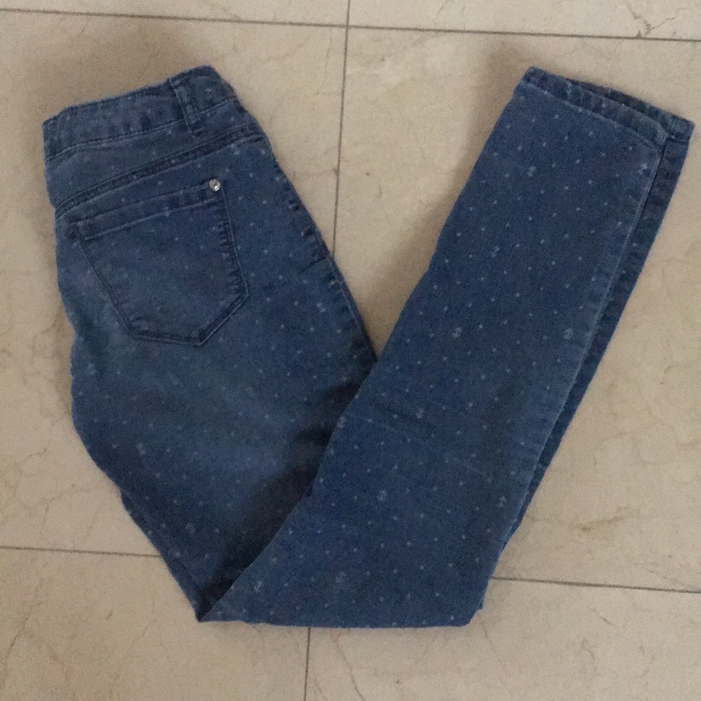 Delia’s Medium Wash Polka Dot and Anchor Jeans